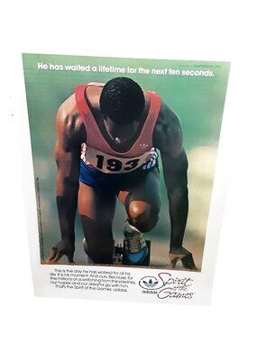 1984 Adidas Spirit of the Games Track Runner Vintage Print Ad